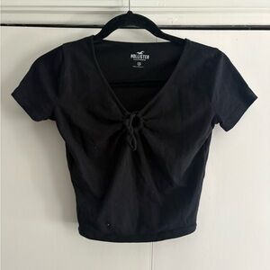 Hollister Black Tie-Front Crop Top